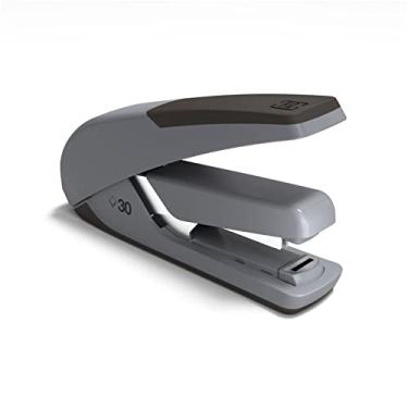 Imagem de Staples Grampeador de mesa TRU RED One-Touch DX-4, capacidade para 30 folhas, antiderrapante, indicador lateral de grampo baixo, aderência com acabamento de borracha, preto/cinza