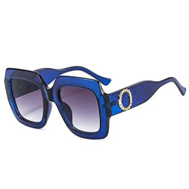 Imagem de Óculos de sol quadrados superdimensionados fashion para mulheres elegantes óculos de sol gradientes femininos uv400 óculos, blueb lue, tamanho único