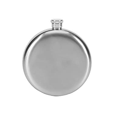 Imagem de Frasco de uísque redondo portátil de aço inoxidável de 142 g/226 g para vinho, mini frascos de licor para beber frascos espessos, prata, 236 ml