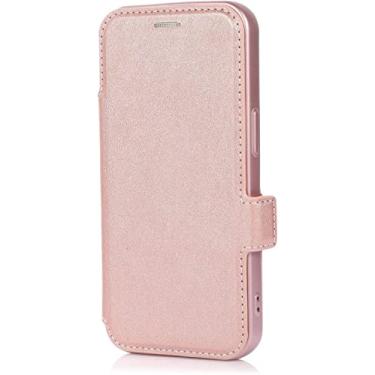 Imagem de WIKUNA Capa para iPhone 14/14 Plus/14 Pro/14 Pro Max, capa de carteira flip de couro PU multifuncional, design de câmera deslizante, com suporte de slots de cartão (cor: rosa, tamanho: 14 Pro Max 6,7 polegadas)