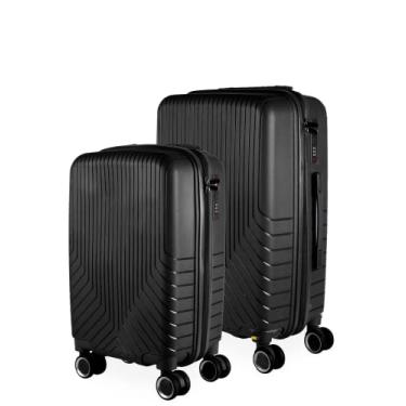 Imagem de Cj Malas Polipropileno 2 Peças P e M com Rodas 360 França - AeroMalas (Preto)