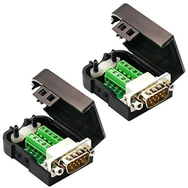 Imagem de CenryKay DB9 Placa de breakout adaptador macho fêmea RS232 D-SUB Serial para terminal de porta de 9 pinos conector fêmea com porca (2 peças-macho)