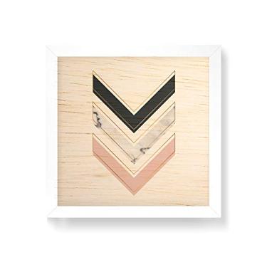 Imagem de Arte Maníacos Quadro decorativo com moldura caixa branca em Madeira - Setas Para Baixo Rosa - 30x30cm