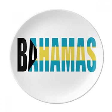 Imagem de Bahamas Placa de nome da bandeira do país decorativa de porcelana Salver louças de jantar