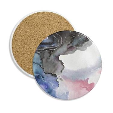 Imagem de Porta-copos de cerâmica abstrata para sombreamento de tinta em aquarela porta-copos com pedra absorvente para bebidas presente 2 peças