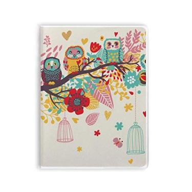 Imagem de Caderno de ilustração de animais, galhos, flores, corujas, capa de goma