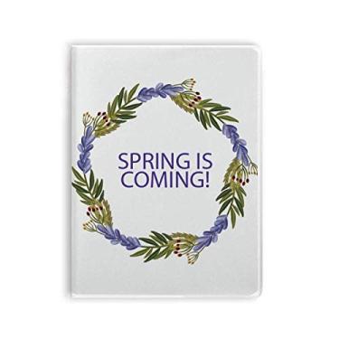 Imagem de Diário de capa macia para caderno de plantas com flores azuis e guirlanda redonda