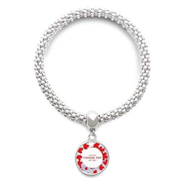 Imagem de Corrente ajustável com pingente de prata folha de bordo 4 de julho EST 1867 do Dia do Canadá