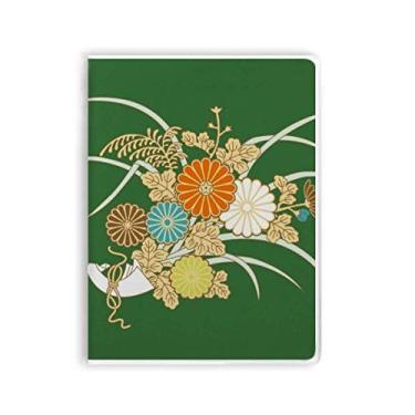 Imagem de Caderno de flores amarelas japonesas para outono com capa de goma