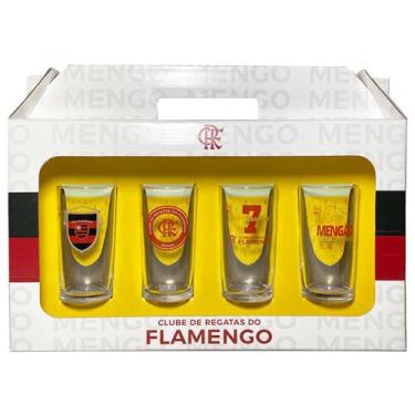 Imagem de Conjunto 4 Copos Vidro Long Drink Flamengo Mengao - Historia 300ml Lic