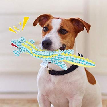 Imagem de LZKW Brinquedo de limpeza de dentes de cães com proteção de limpeza, brinquedo de pelúcia seguro e durável, não tóxico para cães (azul)