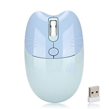 Imagem de Zhiyavex Mouse sem fio Cat Paw 2,4G, modo duplo, nível 3 DPI, mouse silencioso Bluetooth com desenho fofo, mouse infantil para meninas para PC, laptop, tablet (azul)