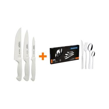 Imagem de Kit - Faqueiro Premium 3 Peças + 1 Faqueiro 24 Peças Búzios Inox - Tramontina