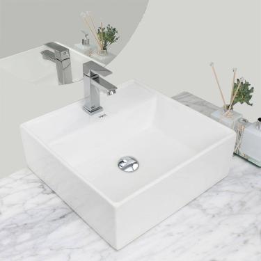 Imagem de Kit Cuba Pia Louça Cerâmica Banheiro C/ Torneira E Válv S30