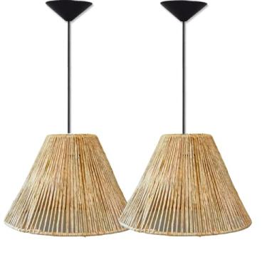 Imagem de Kit 2 Lustre Pendente Moderno Luminaria Rustica Palha De Milho