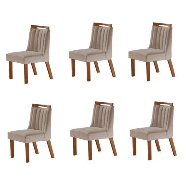 Imagem de Kit 6 Cadeiras Lottus Prêmio/Linho Bege - Lj Móveis