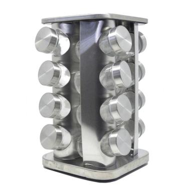 Imagem de Porta Tempero Giratório Metal Cantos Arredondados 16 Pçs