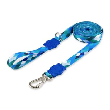 Imagem de Dog Trip Brasil Coleira Guia 10 Metros Para Cães Cachorro Adestramento Passeio Porte Grande Médio Pequeno (M, Quadriculada Azul)