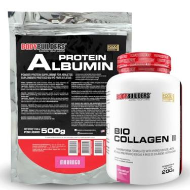 Imagem de Kit Albumin Protein Morango 500g + Bio Collagen Morango 200g - Bodybuilders