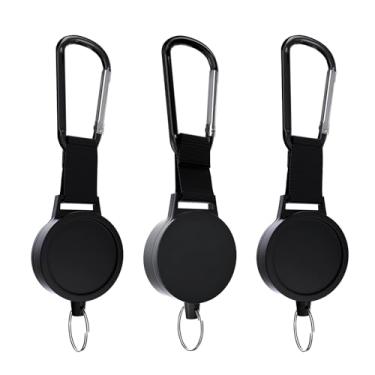 Imagem de BiaoGan Chaveiro retrátil resistente – Carretel de crachá de identificação com cordão retrátil de aço de 68 cm, 200 ml, chaveiros com mosquetão, carretel para chaves porta-crachá (pacote com 3)