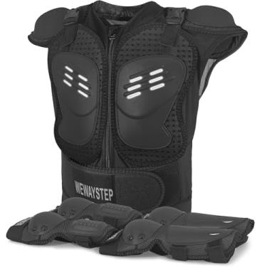 Imagem de Armadura infantil para motocicleta, colete, peitoral protetor de lombada, motocross, motocross, protetor de joelho com joelheiras para MTV, ATV, ciclismo, skate, corrida off-road, esqui,