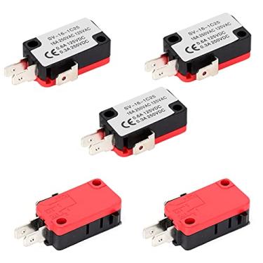 Imagem de Ruimou 5 peças 125V/250V 16A SPDT botão de ação de pressão micro interruptor de limite, SV-16-1C25 1NO 1NC (3 pinos) para Arduino