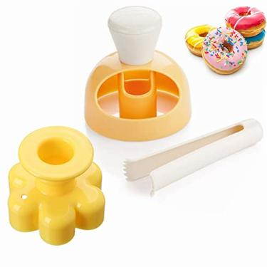 Imagem de Conjunto de cortadores de donuts, molde de cortador de rosquinha de 7,6 cm, cortador de biscoito redondo de plástico para assar com alicate, antiaderente para pão, biscoito, molde de bolo, ferramentas