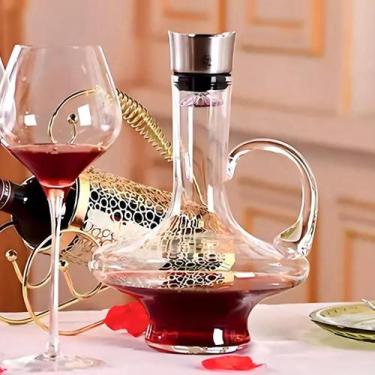 Imagem de Decanter Vinho Cristal 1,7L Moderno Super Luxo Filtr Aerador - Fast De