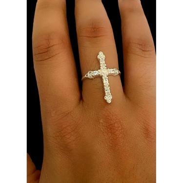 Imagem de Anel Cruz com Pedras de Prata 925