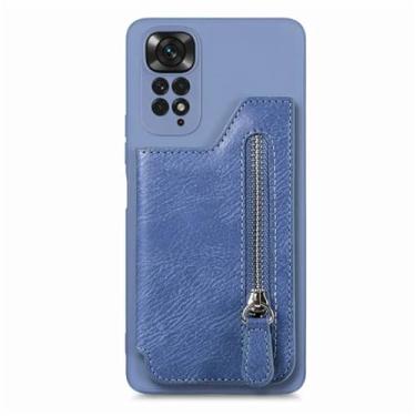 Imagem de Carteira de couro com zíper porta-cartões capa magnética para XiaoMi Note 13 11 11S 11E 10C X4 Pro 12 12X POCO X3 capa de bolsa, azul, para Redmi Note12ProPlus