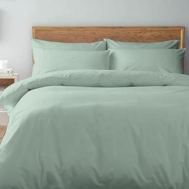 Imagem de Pizuna Capa de edredom casal 3 pecas algodao Espuma De Mar, 400 fios de algodão 100% sateen de fibra longa capa de edredão 225x265 cm com fecho de botão oculto