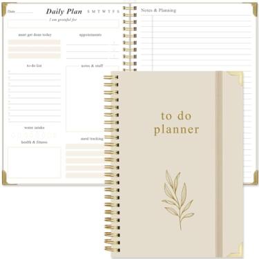 Imagem de Caderno de tarefas – Agenda diária para organizar facilmente suas tarefas e aumentar a produtividade – Agenda espiral para material escolar ou de escritório, bolso interno, fecho elástico, 16,3 cm x