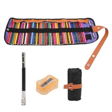 Imagem de Conjunto de Lápis de Cor, 50 Peças Kit de Lápis de Desenho de Alta Saturação de Cores Com Extensor de Apontador Multifuncional Portátil Colorido Conjunto de Lápis de Ferramentas