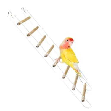 Imagem de Escada de escalada de papagaio gaiola de pássaro periquito brinquedo pequeno escada de madeira engraçada acrílico (F)