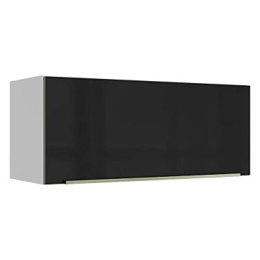 Imagem de Armário Aéreo Madesa Lux 80 cm 1 Porta Basculante - Branco/preto