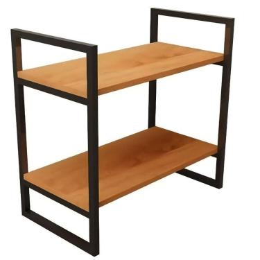 Imagem de Prateleira Estilo Industrial 2 Andares Ferro E Madeira Rústica