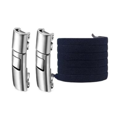 Imagem de Press Lock Shoelaces Without Ties Elastic Laces Sneaker Widened Flat No Tie Shoe Laces Kids Adult Shoelace For Shoes(Navy blue)