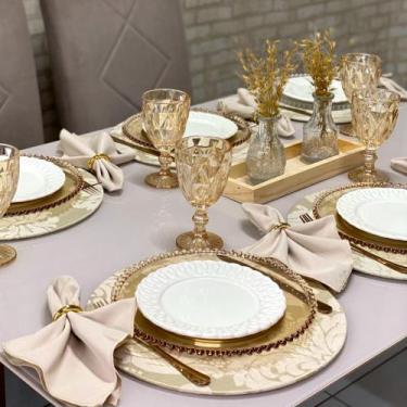 Imagem de Kit Mesa Posta Sousplat Completo Jacquard Promocional Oferta - MILLENI