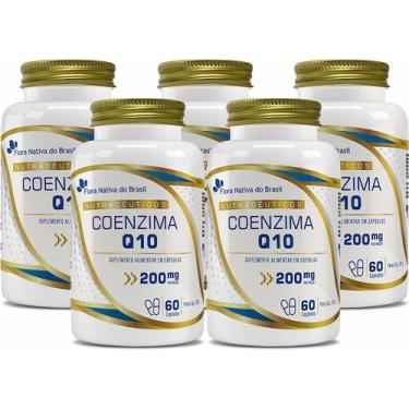 Imagem de 5 Coenzima Q10 100% Pura (200mg/porção) 60 Caps Flora Nativa - Flora N
