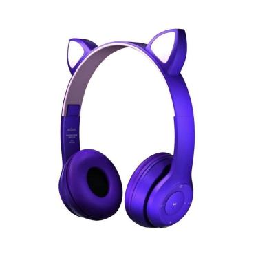 Imagem de Fone De Gatinho  Headphone  Com Led Sem Fio - Roxo Sonho