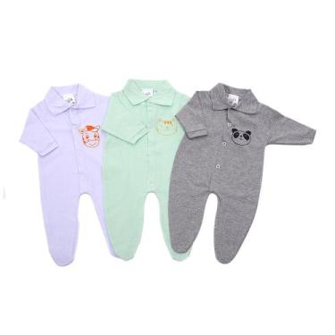 Imagem de Macacão Infantil de bebe com pé em malha Kit 2 Peças - Rizzicomercio, 