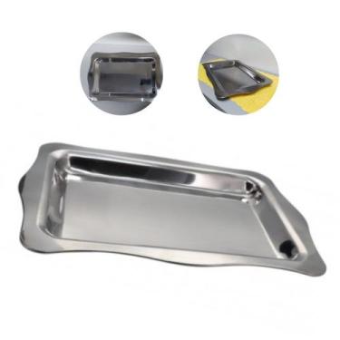 Imagem de Bandeja Inox Retangular Decorativa Multiuso 42x28 Cm Servir - Losansho