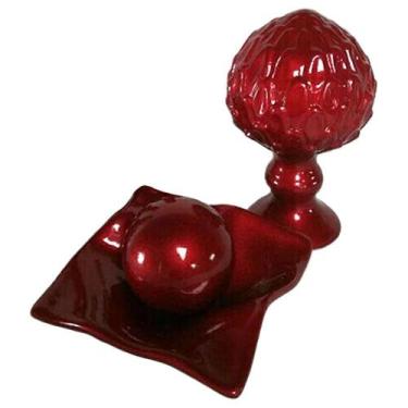 Imagem de Jogo De Vasos Centro De Mesa E Pinha Em Cerâmica Vermelha - Retrofenna