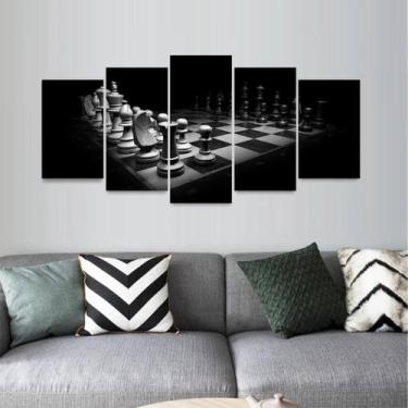 Imagem de Quadro Decorativo Arte Jogo De Xadrez Para Quarto Mosaico - Descolada