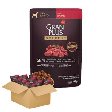 Imagem de KIT 10 Ração Úmida Gran Plus Gourmet Cães Adultos Carne 100g - Granplu