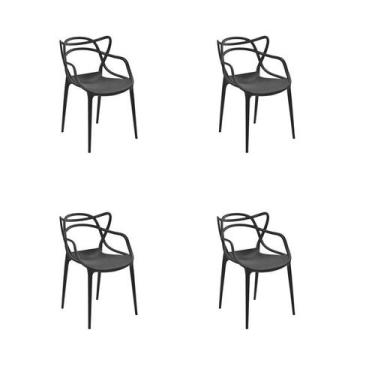 Imagem de Kit 4 Cadeiras Jantar Allegra Preta Polipropileno - Rivatti