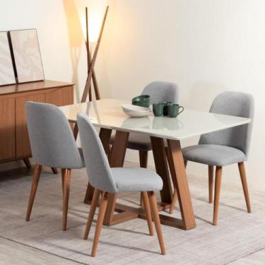 Imagem de Conjunto de Jantar Mesa com Vidro Avena 4 Cadeiras New Drop - Canella 