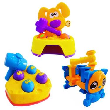 Imagem de 3 Brinquedos Didático Rata Tuff  Mesinha Martelar E Bate Dog - JxP Bri