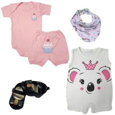 Imagem de Kit Maternidade Com 5 Pçs Roupa de Bebê Bandana E Sapatinhos - Koala B