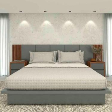 Imagem de Kit Quarto MDF Sob Medida Com Cabeceira King 3,50m e 2 Mesas - Casa La